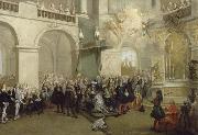 Nicolas Lancret La remise de l'Ordre du Saint-Esprit dans la chapelle de Versailles oil on canvas